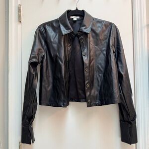 Bar III Women's Black Leather Jacket